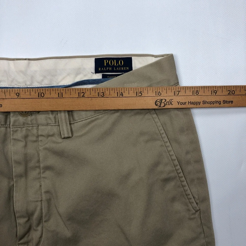 Polo Ralph Lauren Classic Fit Chino Pants Mens 34x34 Tan Khaki Cotton Twill Pony